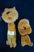 Two Japanese Sawdust Filled Cloth Lion Toys
