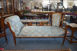 Inlaid Edwardian Mahogany Framed Chaise Lounge