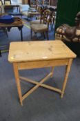 Victorian Pine Side Table with Cross Stretcher Base