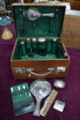 Hallmarked Sterling Silver Travel Set in Original Leather Case (complete + extras)