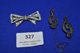 Three Silver and Marcasite Brooches