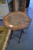 Carved Mahogany Octagonal Folding Small Occasional Table