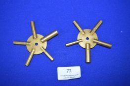 Two Brass Clock Spider Keys