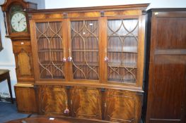 Modern Mahogany Reproduction Concave Glazed Bookcase