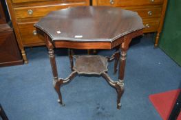 Octagonal Mahogany Occasional Table on Casters