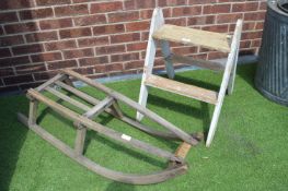 Pair of Wooden Steps and a Sledge