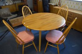 Ercol Circular Dining Table plus Four Matching Bentwood Dining Chairs