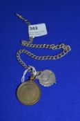 Hallmarked Sterling Silver Albert & Fob - Birmingham 1909 ~30g