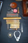Vintage Wooden Rulers, Tape Measures, Gauges, etc.