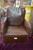 Child's 1930's Leatherette Armchair with Hidden Drawer