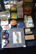 Vintage Box Containing Silks and Cigarette Cards, etc.
