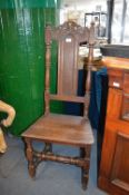 Oak Pegged Highback Chair with Turned Rails