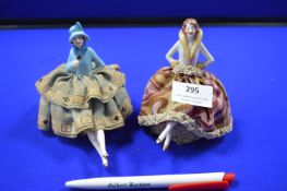 Two Edwardian Pin Cushion Dolls