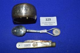 Hallmarked Sterling Silver & Mother of Pearl Fruit Knife...