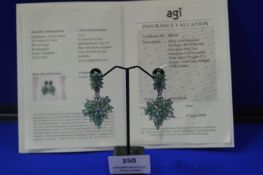 Silver & Emerald Earrings with 110 Marquise Cut Emeralds