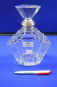 Large Cut Glass Decanter with Hallmarked Sterling Silver Collar