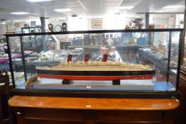 Scale Model Ship in a Glass Case - RMS Queen Mary