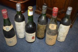 Six Bottles of Vintage 1970's French and Spanish Wine
