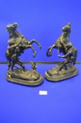 Pair of Painted Spelter Horse Figures