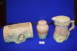 Three Sylvac Vases, Planter and a Jar