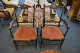 Pair of Edwardian Inlaid Rosewood Armchairs