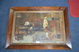 Period Print in a Rosewood Frame