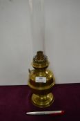 Edwardian Belgium Made Brass Oil Lamp with Prussian Glass Chimney