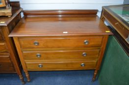 Satin Wood Three Drawer Chest on Casters