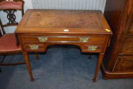 Small Mahogany Desk with Tooled Leather Insert Top