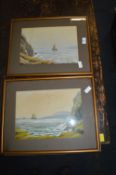 Pair of Coastal Watercolours by A. Jackson 1930's