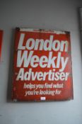 Original Enamel Sign - London Weekly Advertiser 64x52cm