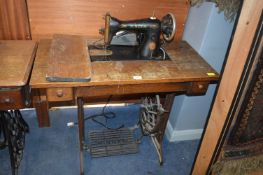 Singer Treadle Sewing Machine with Applied Electric Motor