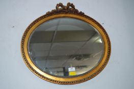Gilt Framed Oval Beveled Edge Mirror