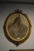 Oval Gilt Framed Pastel Portrait by Jane Masters Rogers circa 1870