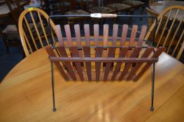 Retro Teak Metal Framed Magazine Rack