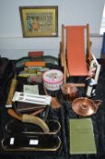 Collectible Items; Dolls, Deckchair, Air Thermometer, Brass Valve, Toy Railway Stations, etc.