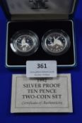 1992 Silver Proof 10p Two Coin Set
