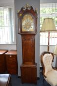 Inlaid Oak Long Cased 30 Day Clock by James Douglas of Chertsey with Original Brass Face
