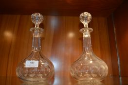 Pair of Cut Glass Crystal Decanters