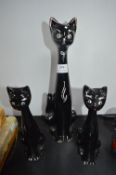 Three Pottery Siamese Cat Vases