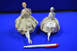 Two Edwardian Pin Cushion Dolls