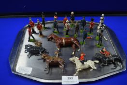 Sixteen Britains Lead Soldiers and Five Horses