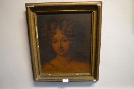Victorian Gilt Framed Oil on Canvas Portrait of a Young Lady
