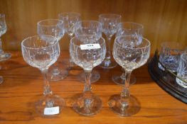 Eight Cut Glass Crystal Wine Goblets