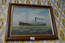 Signed Framed Oil on Board of the SS Aaro by Max Parsons