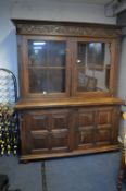 Carved Oak Bookcase with Panel Lower Doors (requires some restoration)