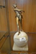 Art Deco Figurine of a Jester on Marble Base (AF)