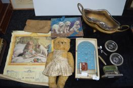 Vintage Teddy Bear, Police Whistle, Bagatelle, etc.