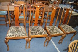 Set of Four Edwardian Mahogany Dining Chairs with Cabriole Legs