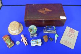 Inlaid Mahogany Box and Contents